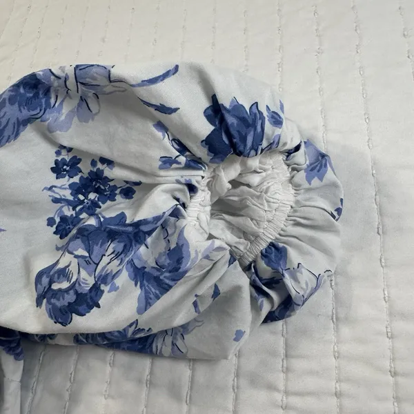 Abercrombie & Fitch Blue Floral Puff Sleeve Crop Top M Cottagecore Coquette - Image 6