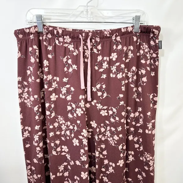 Vince Camuto XL Pajama Set Burgundy Floral Long Sleeve‎ Pants Feminine 651 - Image 4