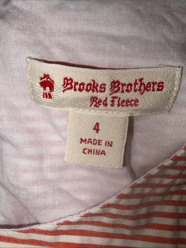 Brooks Brothers Striped Cotton Seersucker Dress 4 Ruffle Front - Image 6