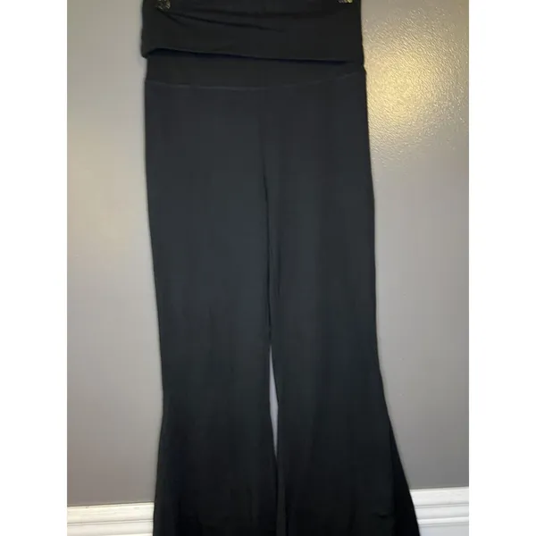 OFFLINE By Aerie Leggings Womens Medium Black Foldover Hi Rise Flare Yoga Pants - Image 3