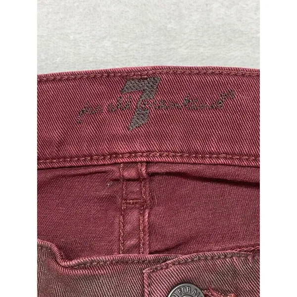 7 For All Mankind High-Waist Ankle Skinny Coated‎ in Merlot Women's Jeans sz 28 - Image 7