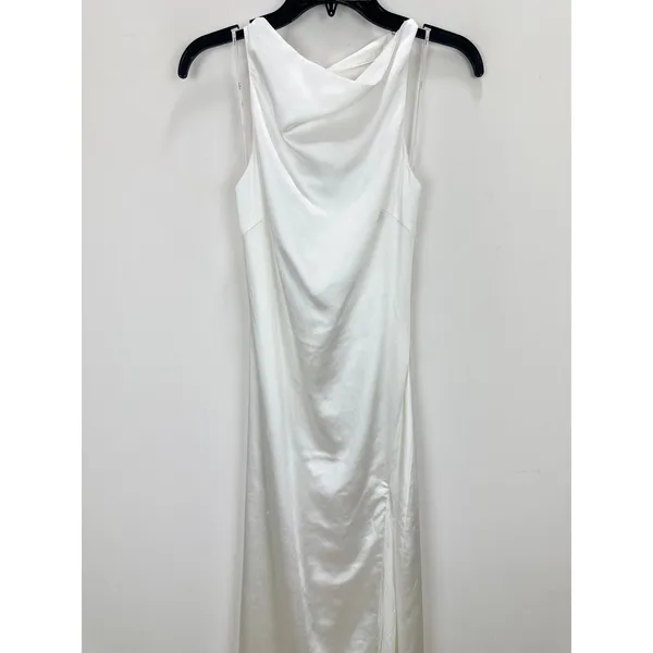 Lulus Concetta Ivory Satin Lace Halter Maxi Dress Wedding Bridal Small NWT - Image 9