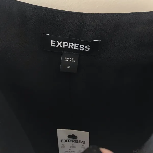 Express Satin High Rise Wide Leg Pant Ruffle Crop Tank Set, NWT, Medium, Black - Image 10