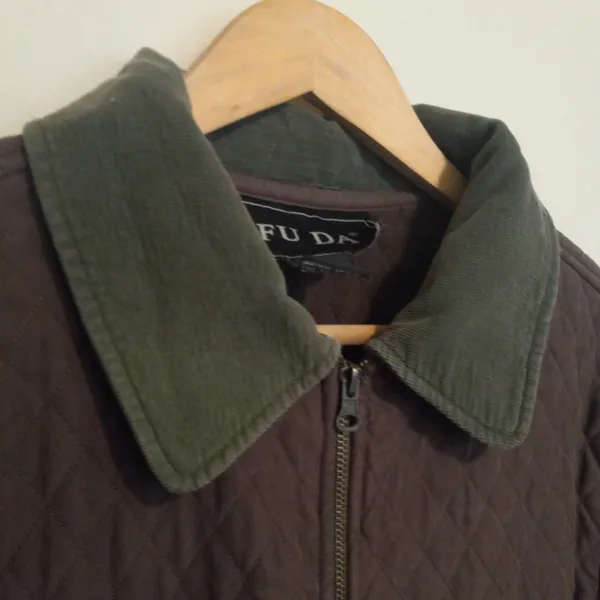Vintage Fu Da Quilted Barn Chore Jacket-Large-Corduroy Collar & Trim-Pockets - Image 5