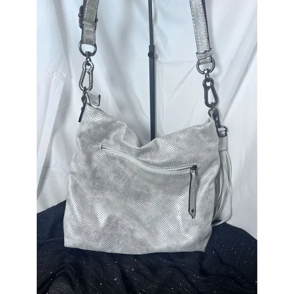 Suri‎ Frey Crossbody Shoulder Hobo Bag Purse Silver Vegan Tassel EUC - Image 6