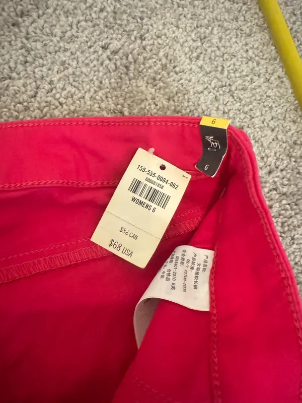 Abercrombie & Fitch Women Velvet Pants Pink 6/28 W Skinny Zip - Image 6