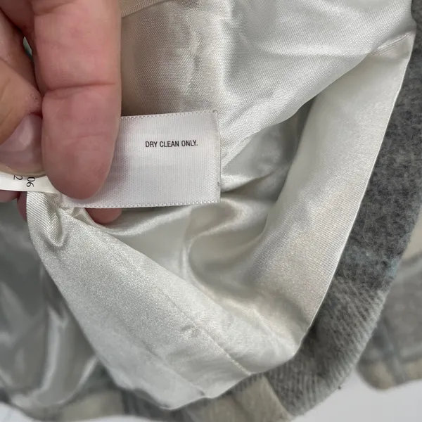 Old Navy Plaid Double Breasted Wool Blend Pea Coat Jacket Size L‎ Gray Cream - Image 7