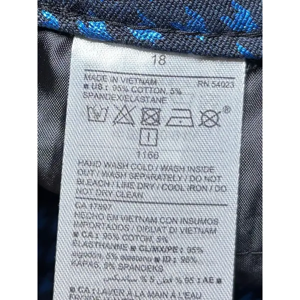 Old Navy NWT Pixie Ankle Pants 18 Cotton Blend Blue‎ Metallic Print Stretch Y2K - Image 8
