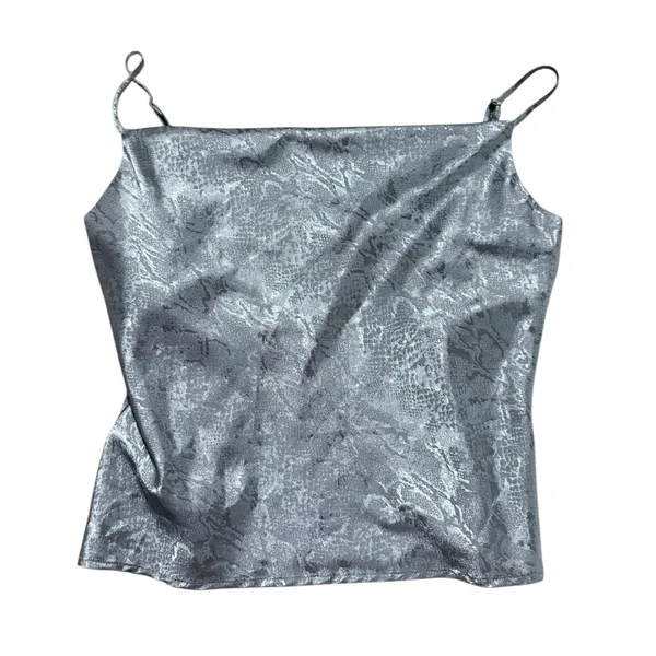 WAYF Satin‎ Shimmery Snake Print Cowl Neck Cami in Silvery Purple Sz S - Image 4