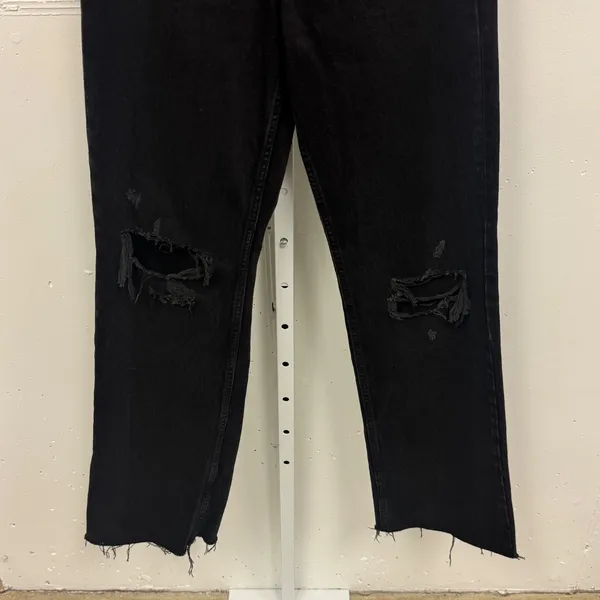 Zara Women's High Rise Straight Leg Distressed Jeans‎ Raw Hem Sz 4 6688/027/800 - Image 5