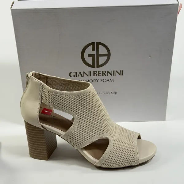 Giani Bernini Size-6M Womens Arisiaaf Knit Block Heel Beige Sandals Bootie - Image 3