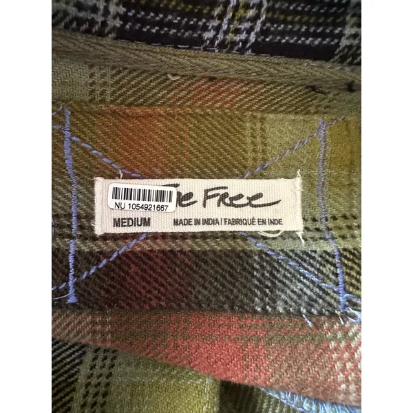 Free People Grunge 90s Flannel Plaid Izzie Cargo Shirt Jacket Shacket Medium - Image 14