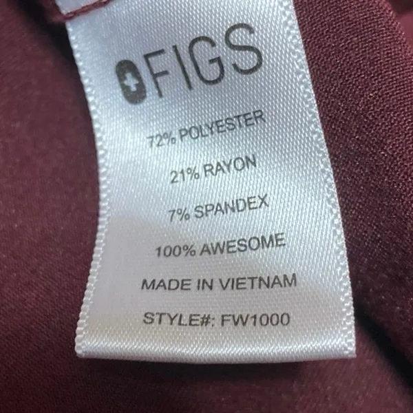 Figs Catarina Women's Maroon One-Pocket V-neck Medical Nurse Scrub Top Size XS - Image 4