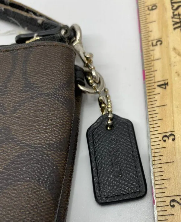 COACH Dark Brown Leather Wristlet - Image 9