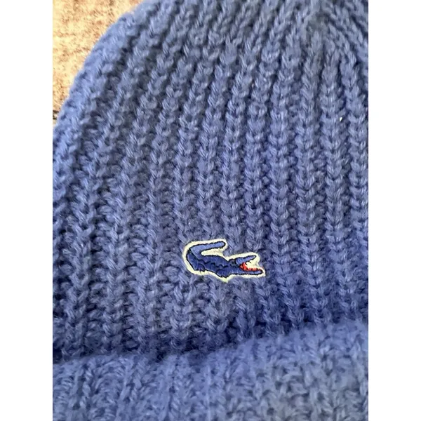 Vintage IZOD Lacoste Knit Scarf Hat Combo 100% Orlon Blue 80s Made USA - Image 7