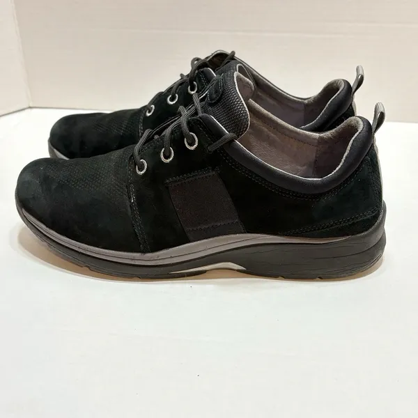 Aravon Shoes Womens 10D Pyper Plain Toe Sneakers Black Leather Lace Up Comfort - Image 5