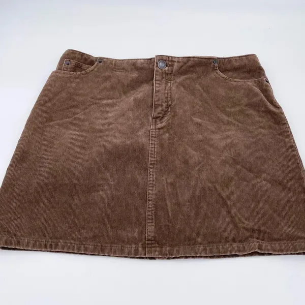 Vintage Y2K American Eagle Brown Corduroy Mini Skirt Size 4 Cotton Dark Academia - Image 3
