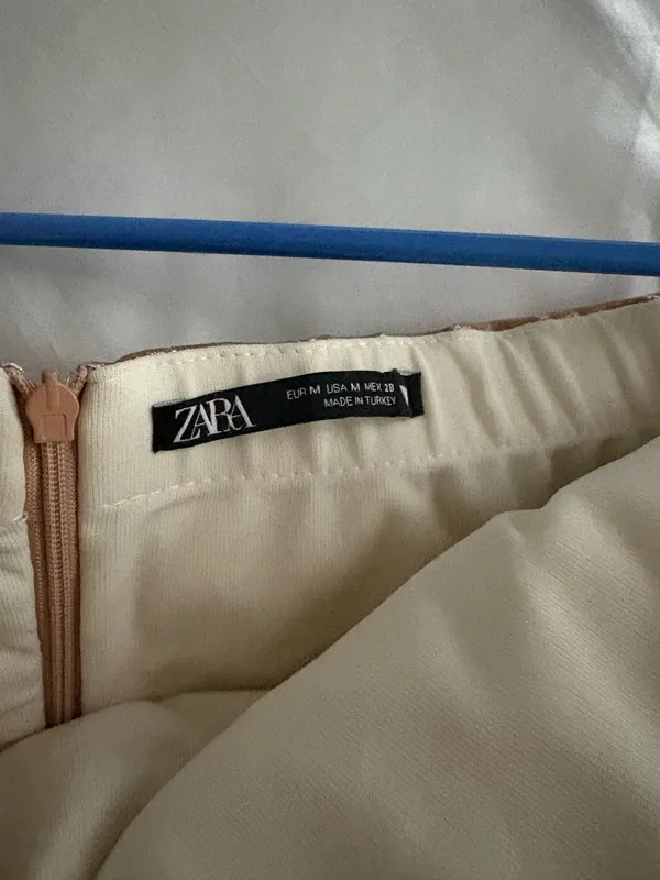 Gold ZARA Mini Dress Metallic Strapless - Image 3