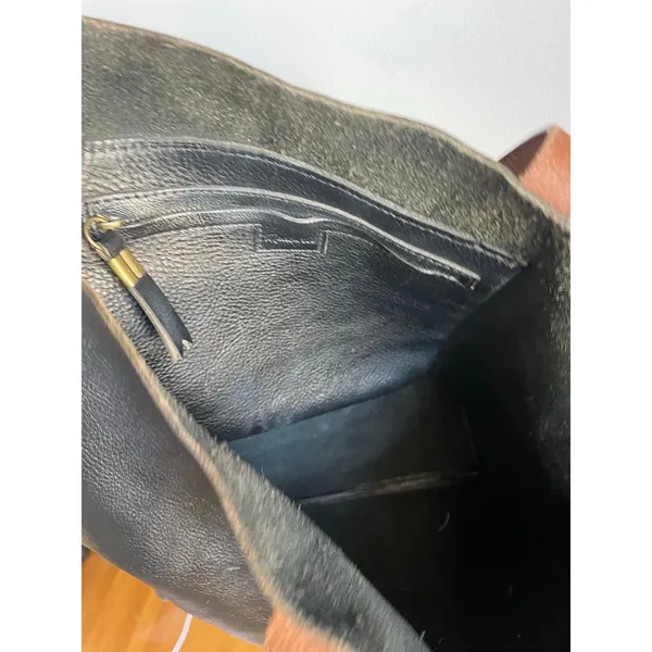 Madewell Leather Tote‎ Bag Monogrammed ALB Black Brown Work Office - Image 9
