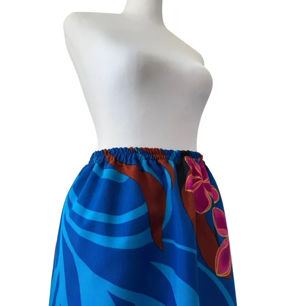 Handmade Tropical Sparkly Floral Print Elastic Waist Maxi Skirt - Image 5