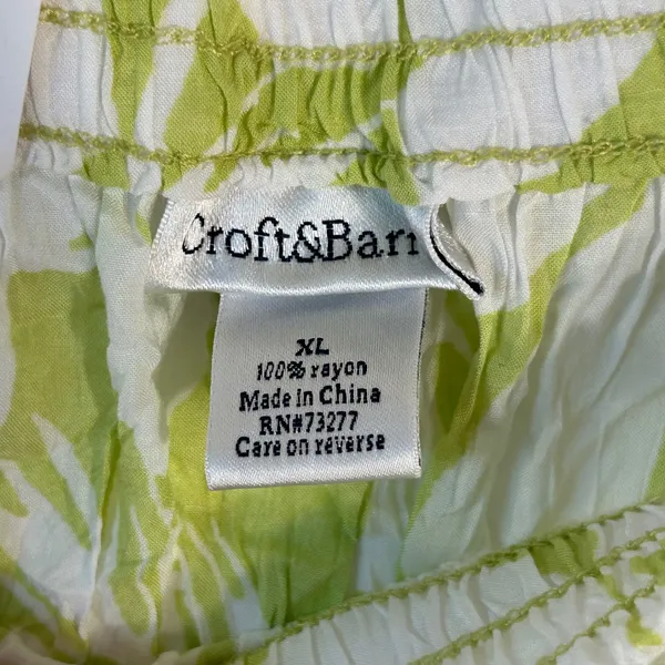 Croft & Barrow‎ Womens XL Lime Green White Tropical Leaf Midi Skirt NWT - Image 6