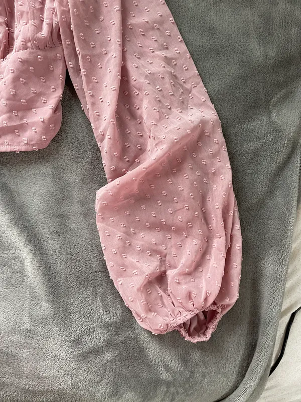 SheIn Pink Blouse With Balloon Sleeve - Image 3
