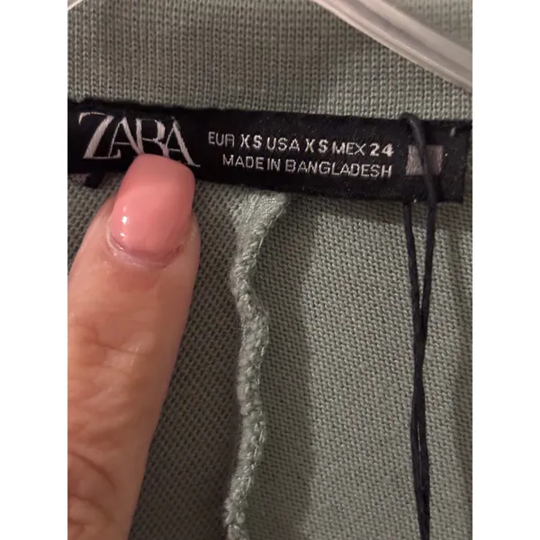 Zara Oversized V-Neck‎ Tunic Top Dolman Sleeve Sage Green XS - Image 3