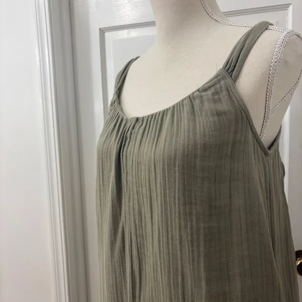 Gauze 100% Cotton Maxi Dress‎ S Sage Old Navy Boho Coastal Minimalist Resort - Image 2