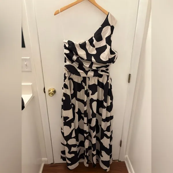 Abercrombie & Fitch One Shoulder Cut Out Maxi Dress Size large Tall Pockets - Image 6