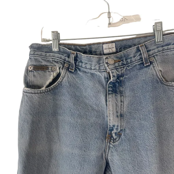 CK Calvin Klein Vintage 90s‎ Women's Plus Size 34 Baggy Light Wash Mom Jeans - Image 4