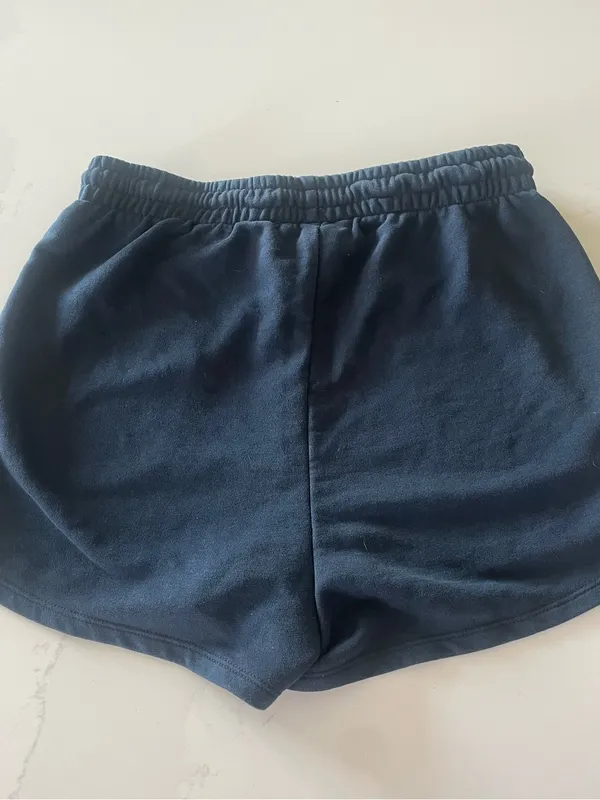 H&M Navy Blue Lounge Sweat Shorts Athletic Dolphin Hem Drawstring - Image 3