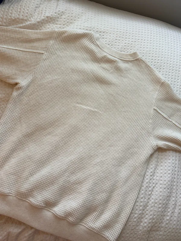 Aerie Beige Waffle Knit Sweater - Image 3