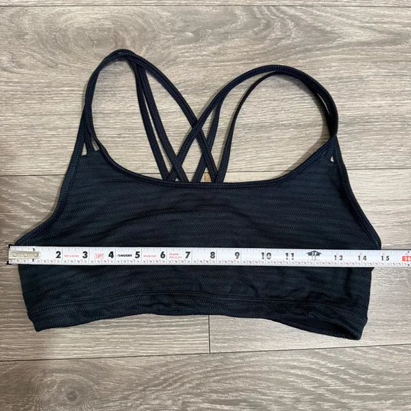 Athleta Womens Sports‎ Bra Size M Navy Blue Chevron Textured Strappy Back Gym - Image 7