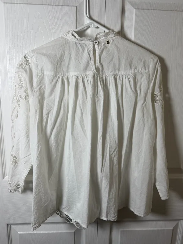 Anthropologie Haryln Butterfly Crochet Lace Peasant Top XS - Image 4