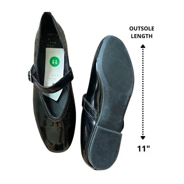 NWT A New Day Black Patent Mary Jane Flats Size 11 - Image 2