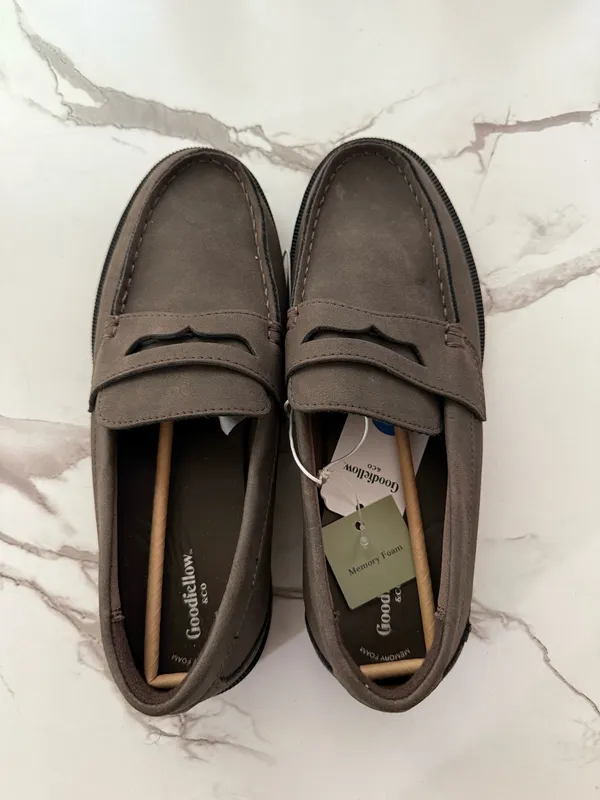 Goodfellow & Co Men’s Suede Penny Loafers – Brown Memory Foam Slip-On Dress Shoes NWT - Image 3