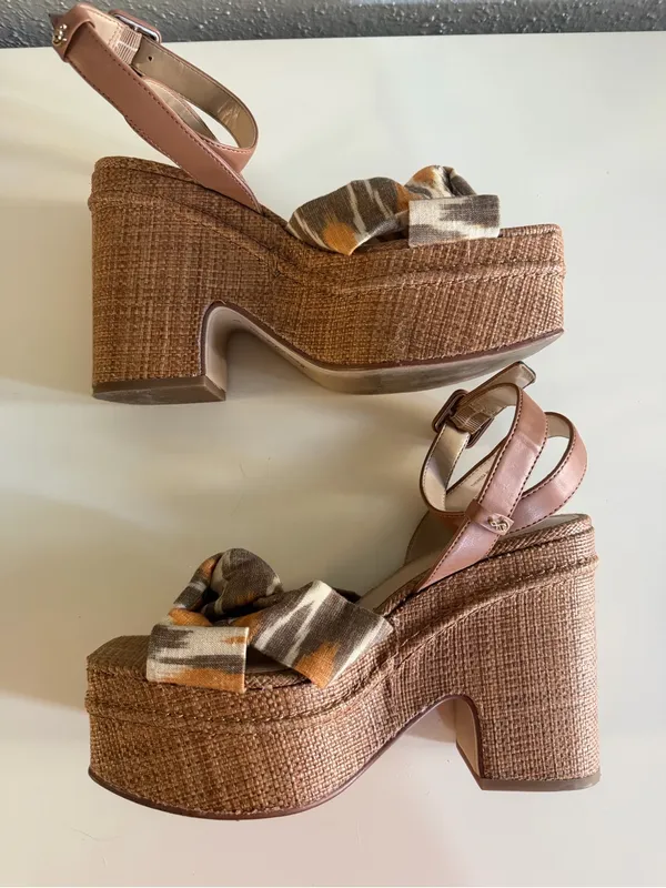 Sam Edelman Theresa Leather Platform Sandal Heels Multi Color Knot Size 8 - Image 5