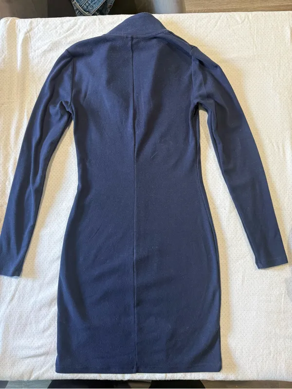 Sunday Best Navy Long-Sleeve Zip-Front Knit Dress - Image 6