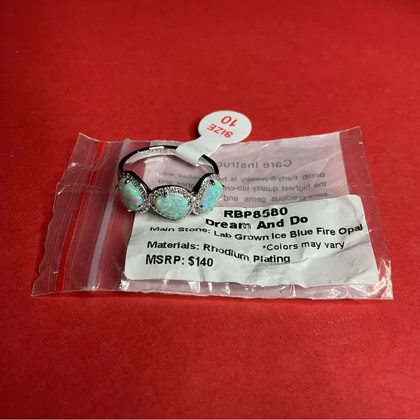 Bomb Party RBP8580 “Dream And Do” Lab Grown Opal on Rhodium Size 10 Ring NWT - Image 5