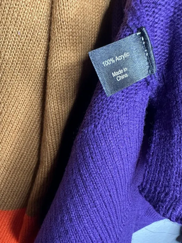 Lane Bryant Sweater Womens 26/28 Brown Orange Purple V Neck Colorblock Pullover - Image 4