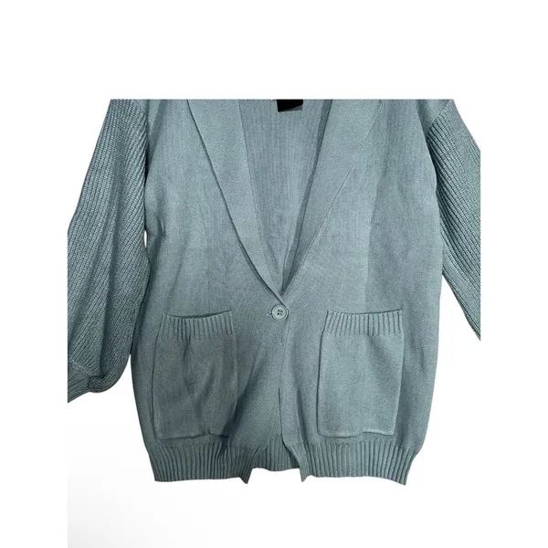 NEW Deep Self Cardigan Sweater Womens Sz S Green Notch Lapel Long Sleeve Winter - Image 5