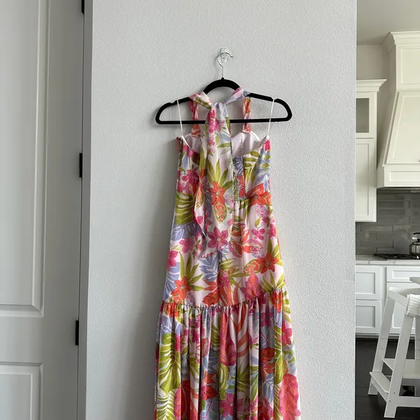 Dress Forum Drop waist tropical Midi Halter Dress Size Small - Image 5