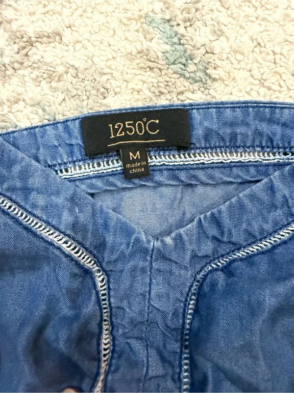 1250°C Y2K Blue Tencel Denim Camisole Tank Top Size M - Image 2