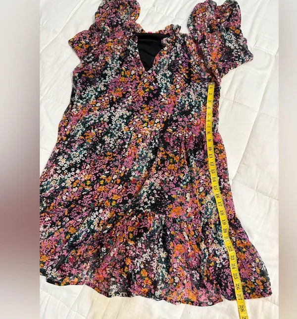 Vince Camuto Multicolor Floral Long Sheer Sleeve Dress - Image 7