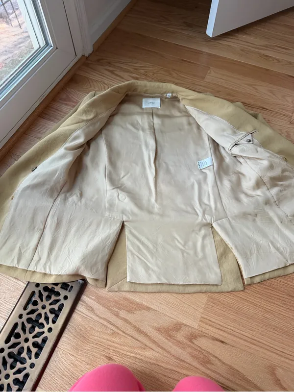 Wilfred Aritzia Camel Double Breasted Blazer Size 2 Tailored Neutral Jacket - Image 14