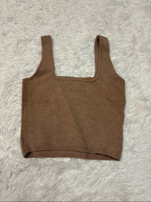Abercrombie Brown Knit Square-Neck Tank Top - Image 2