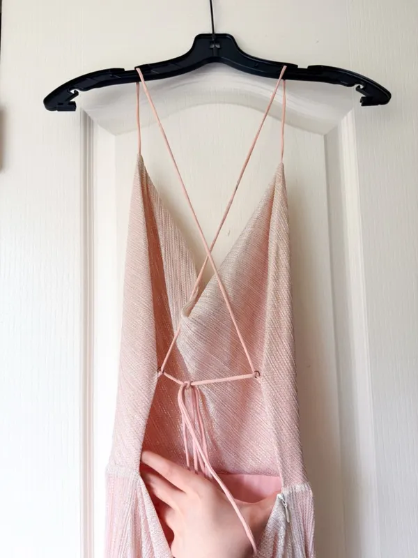 Gemeli‎ Power Metallic Gown Maxi Backless Rose Gold Size 6 GUC - Image 7