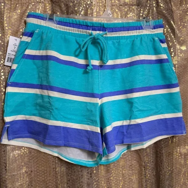 Wildfox Purple Aqua Striped Sleep Lounge Top Shorts 2 Piece Set Small NWT - Image 9