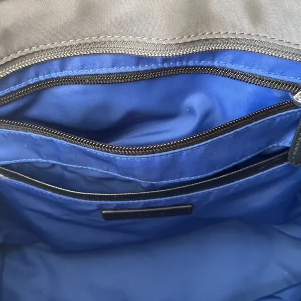 Michael Kors Kempton Gray Nylon Zip Top Tote Bag Purse Blue Lining Large - Image 6