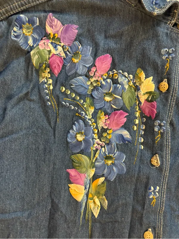 Koka Vintage Embroidered Denim Button-Down Shirt - Blue - Image 3